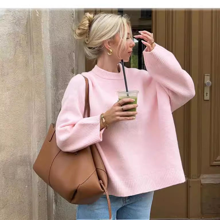 Damen lässiger Oversized Pullover aus hochwertiger Baumwolle Sovae
