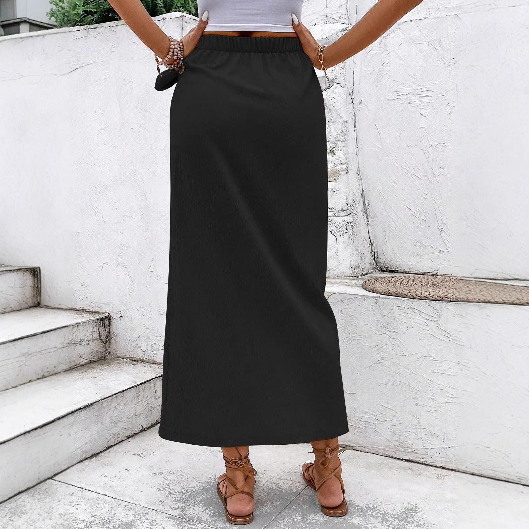 Damen Wickelrock mit eleganter Schleife und hohem Schlitz Sovae
