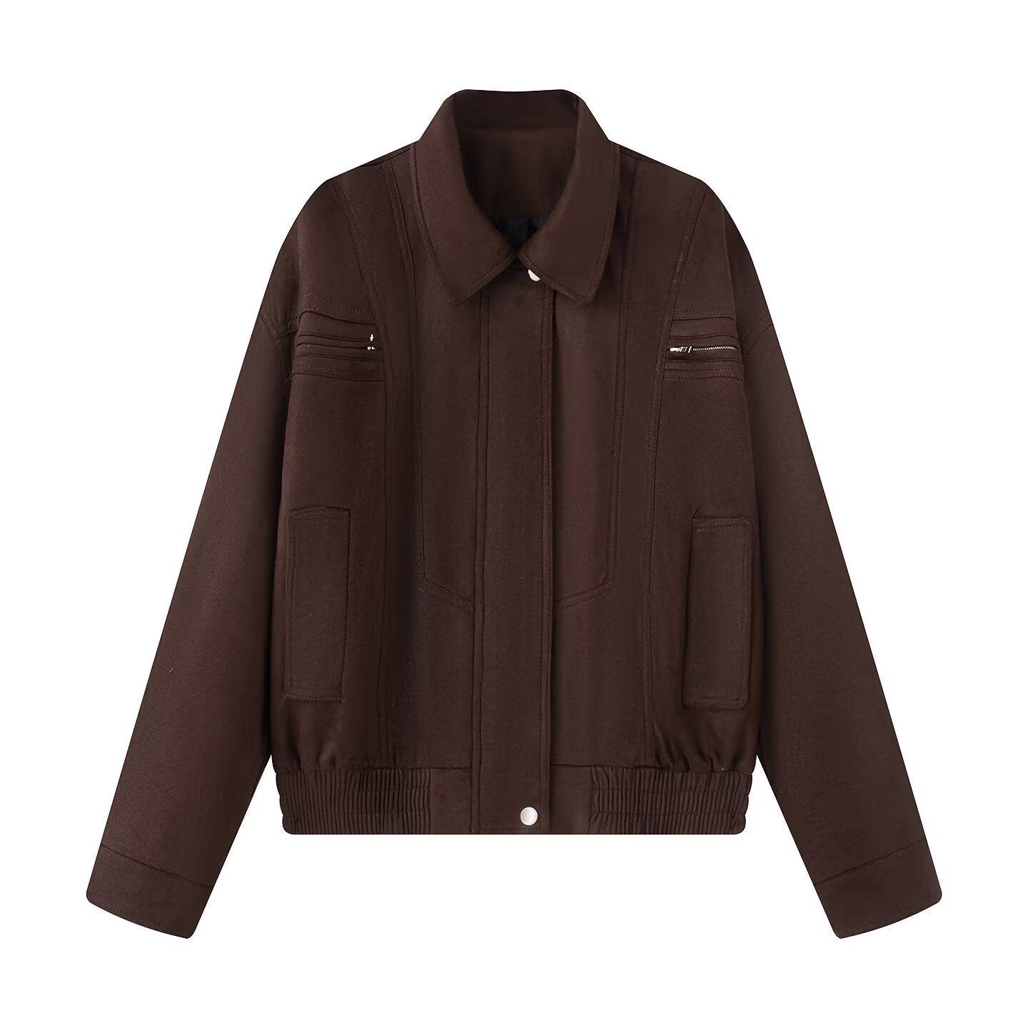 Damen modische Übergangsjacke mit seitlichen Taschen und hohem Kragen Sovae