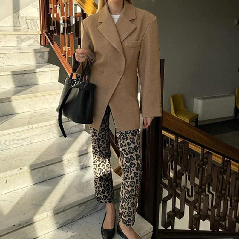 Damen elegante Doppelreiher Blazerjacke aus hochwertigem Stoff Sovae