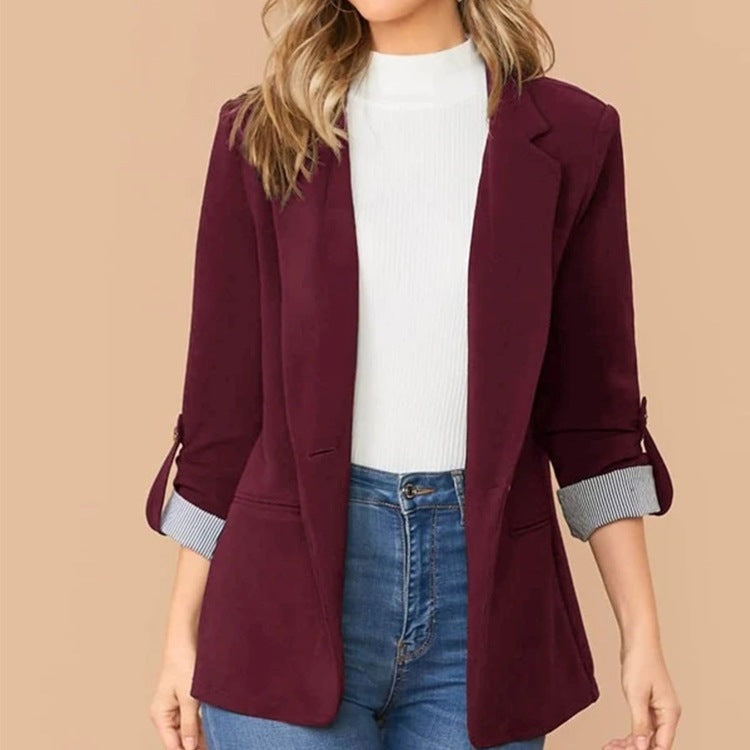 Damen Eleganter lässiger Blazer mit umschlagbaren Ärmeln und klassischem Schnitt Sovae