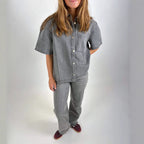 Damen lässige Oversized Denim-Bluse Sovae