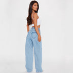 Damen Weit geschnittene High-Waist Jeans im lässigen Look Sovae