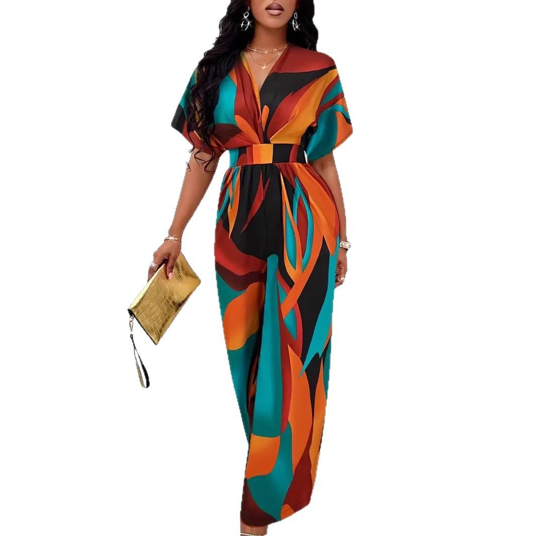 Damen Eleganter Jumpsuit mit fröhlichem Grafikdesign Sovae