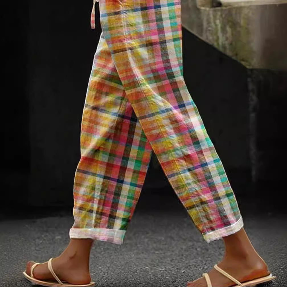 Damen lässige Karohose Sovae