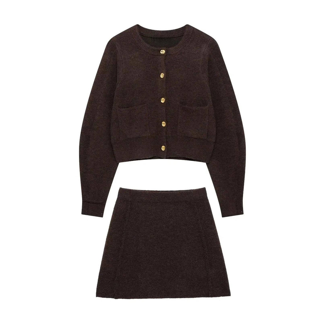 Damen eleganter, kurzer Strickrock mit hohem Bund und seitlichen Nähten Sovae