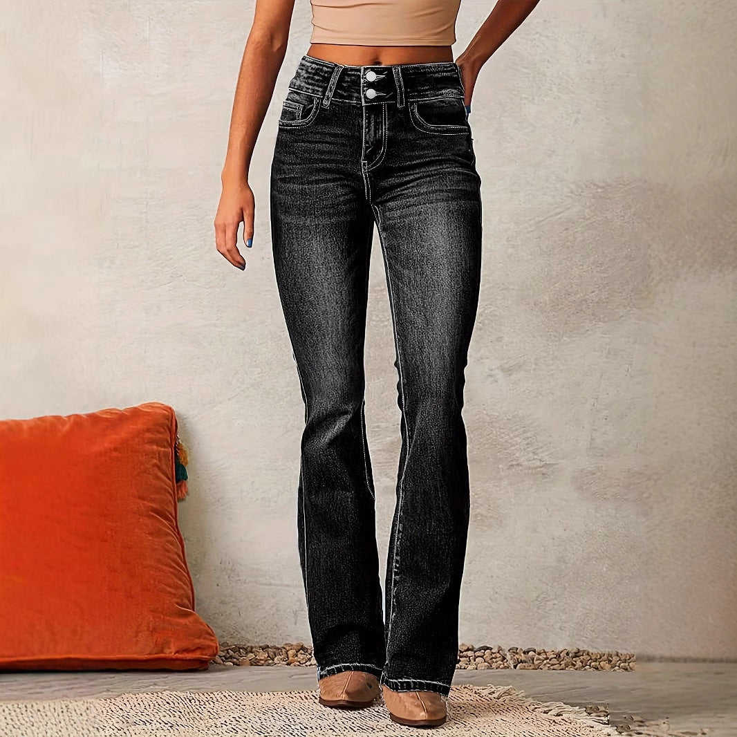 Damen High-Waist Flared Jeans Sovae
