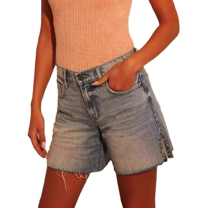 Damen Destroyed Denim Shorts Sovae
