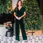 Damen eleganter Samt-Jumpsuit mit taillierter Passform Sovae