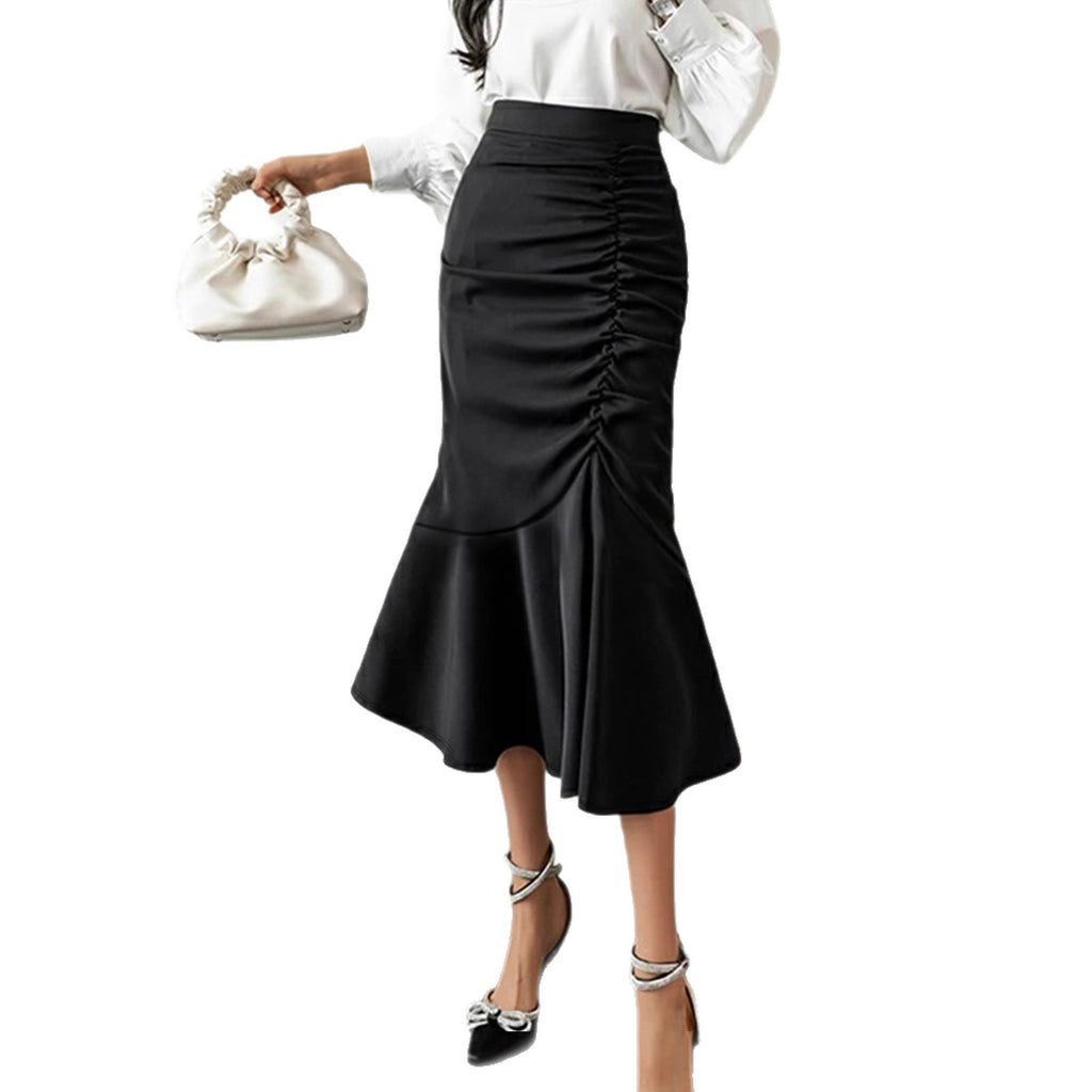 Damen Eleganter und taillierter Rock mit Rüschen Sovae