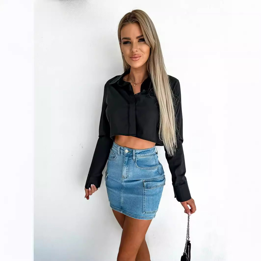 Damen modische Kurzjacke mit strukturiertem Schnitt Sovae
