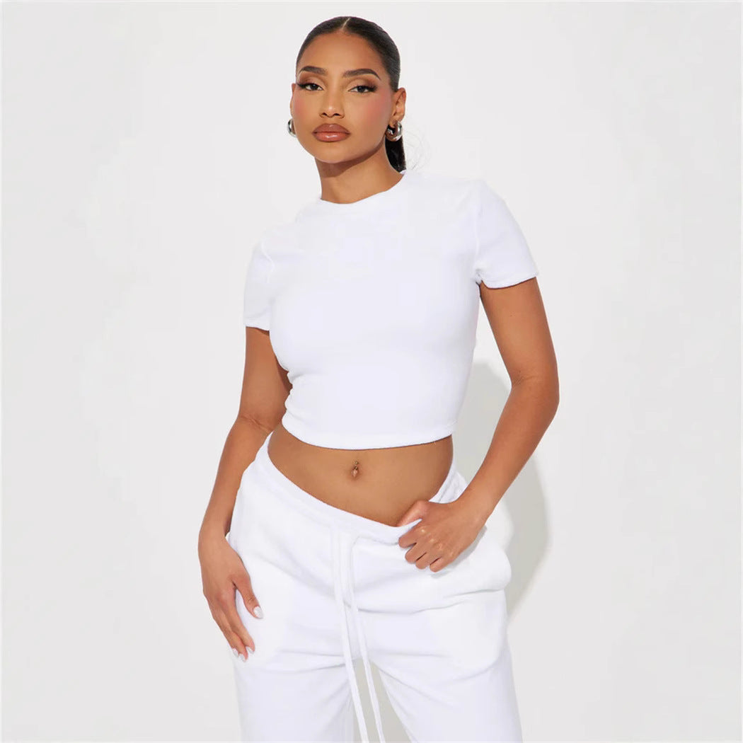 Damen Kuscheliges Fleece-Loungewear-Set mit cropped Oberteil und weiter Hose Sovae