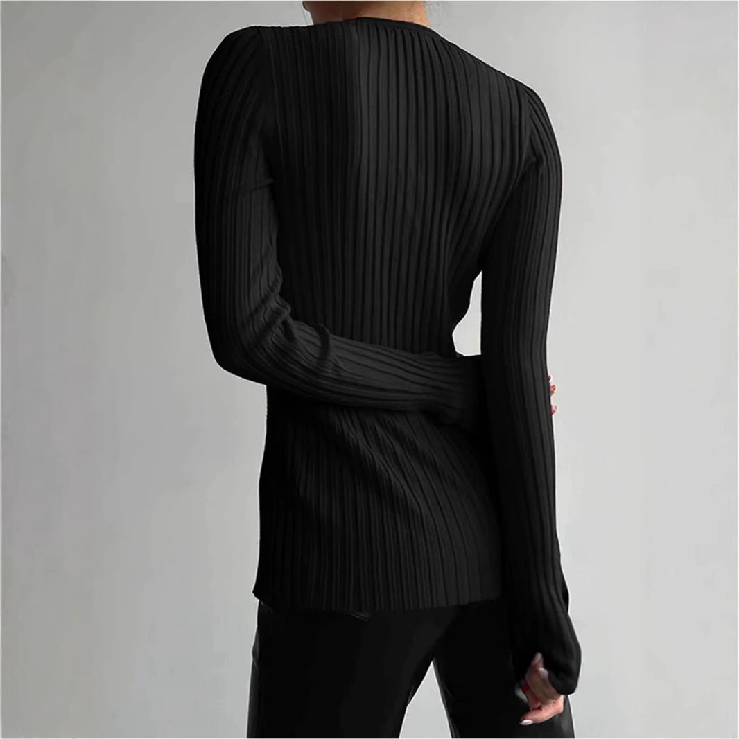 Damen modischer Strickpullover mit V-Ausschnitt Sovae