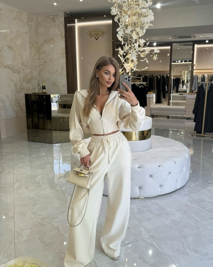 Damen sportliches Fleece-Loungewear-Set mit Hoody Sovae