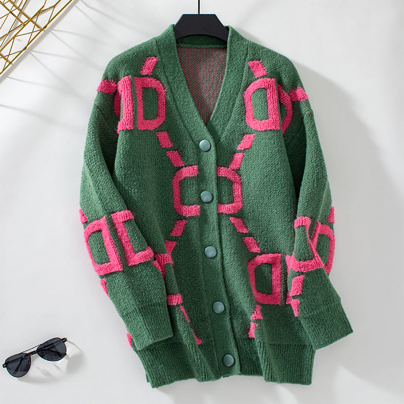 Damen oversized Strickjacke mit auffälligem Design und Knöpfen Sovae