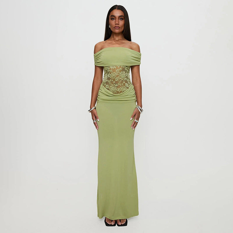 Damen Maxikleid mit Eleganter Spitzenverzierung Sovae