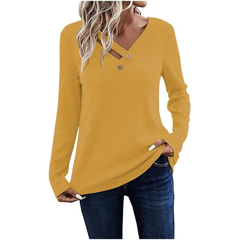 Damen Langarmshirt mit Knopfdetails Sovae