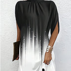 Damen Freizeitkleid mit modernem, farbenfrohem Muster und lockerer Passform Sovae