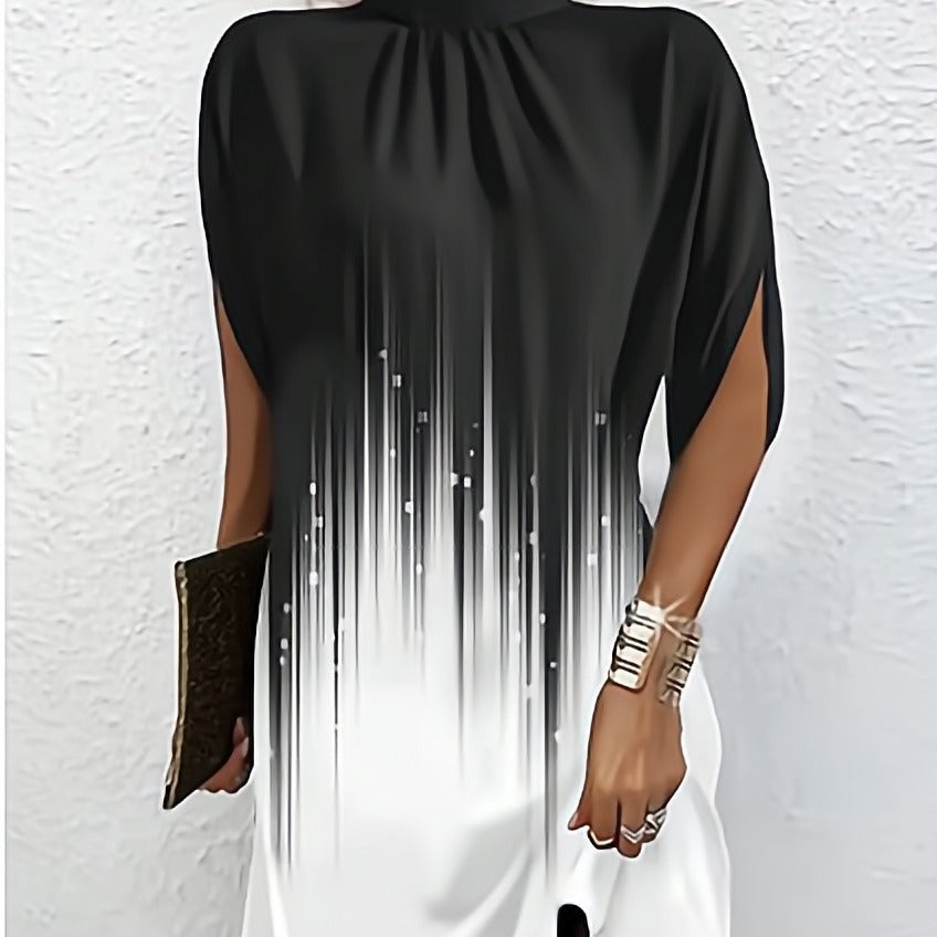 Damen Freizeitkleid mit modernem, farbenfrohem Muster und lockerer Passform Sovae