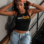 Damen Stilvolles Crop-Top mit witzigem Schriftzug Sovae