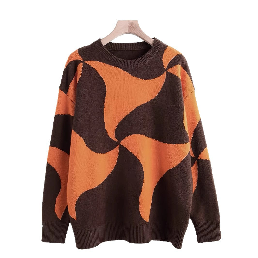 Damen Übergroßer Pullover mit einzigartigem Muster Sovae