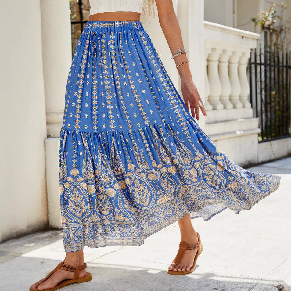 Damen Maxi-Rock mit elegantem Paisley-Design und fließendem Schnitt Sovae