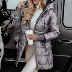 Damen Sportliche Daunenjacke mit Kapuze und Reißverschluss Sovae