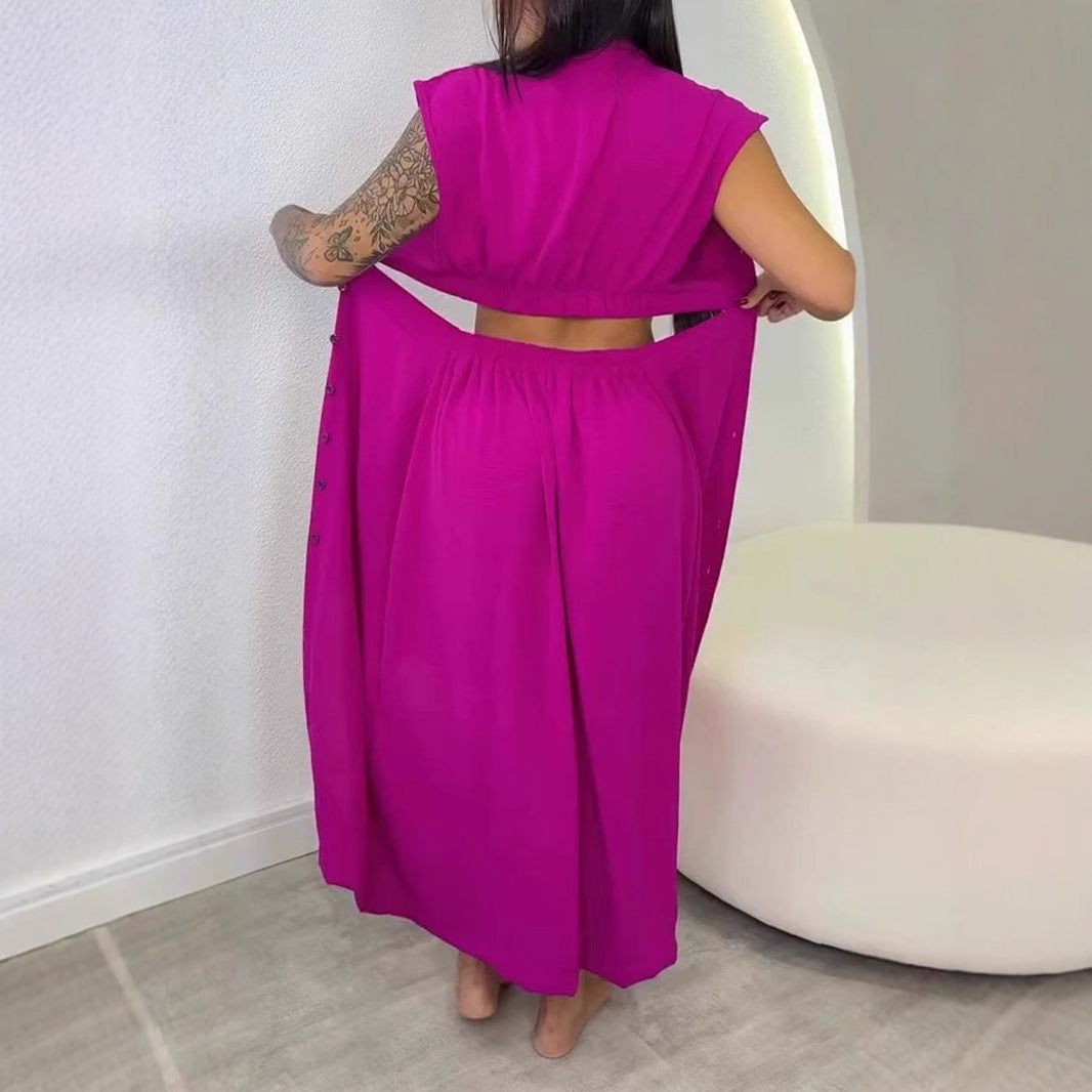 Damen Midikleid mit Knopfleiste und Cut-Out-Details Sovae