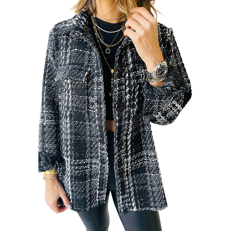 Damen lässige Karo-Hemdjacke Sovae