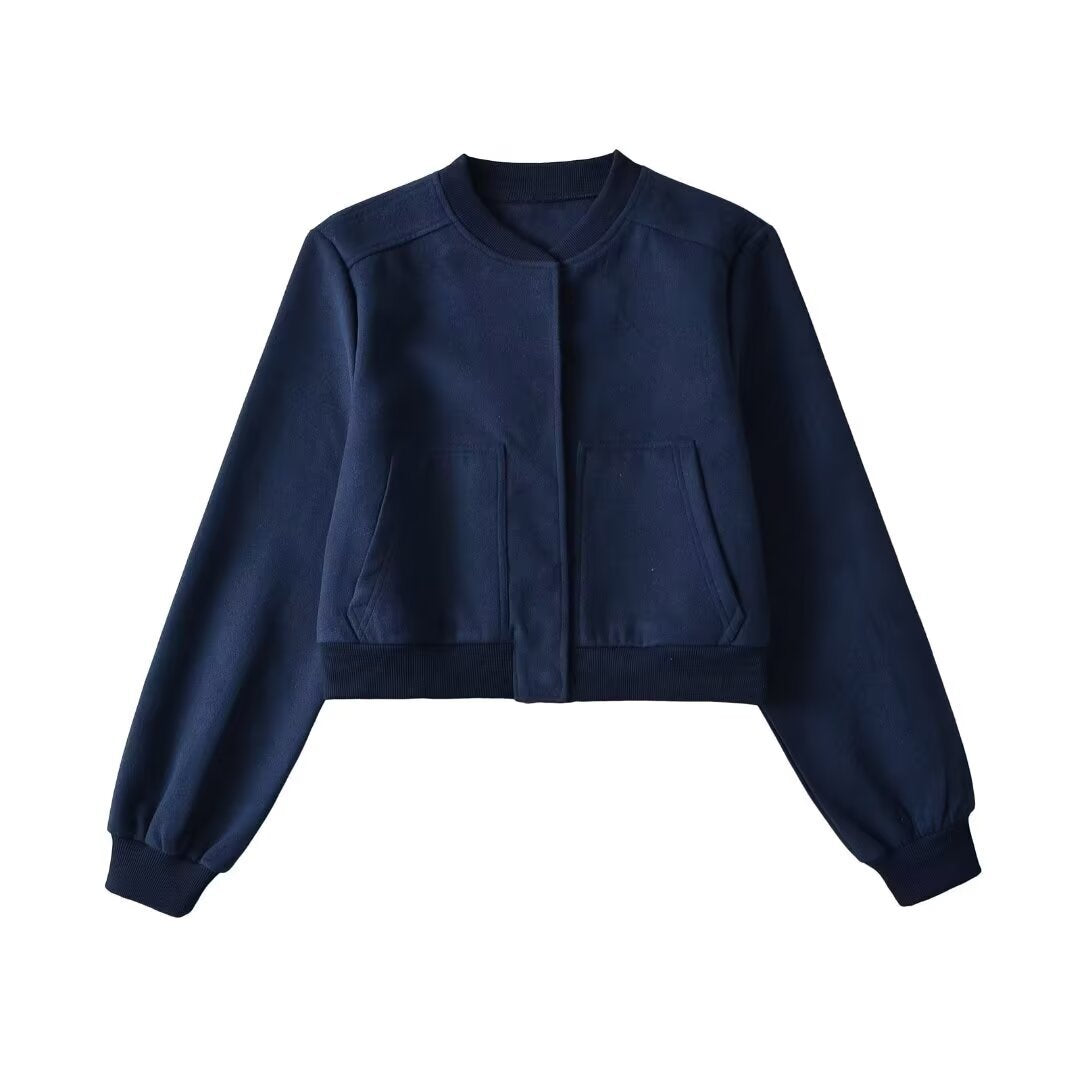Damen lässige cropped Sweatjacke mit Taschen Sovae