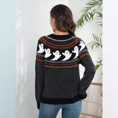 Damen kuscheliger Cardigan mit gespenstischem Muster Sovae