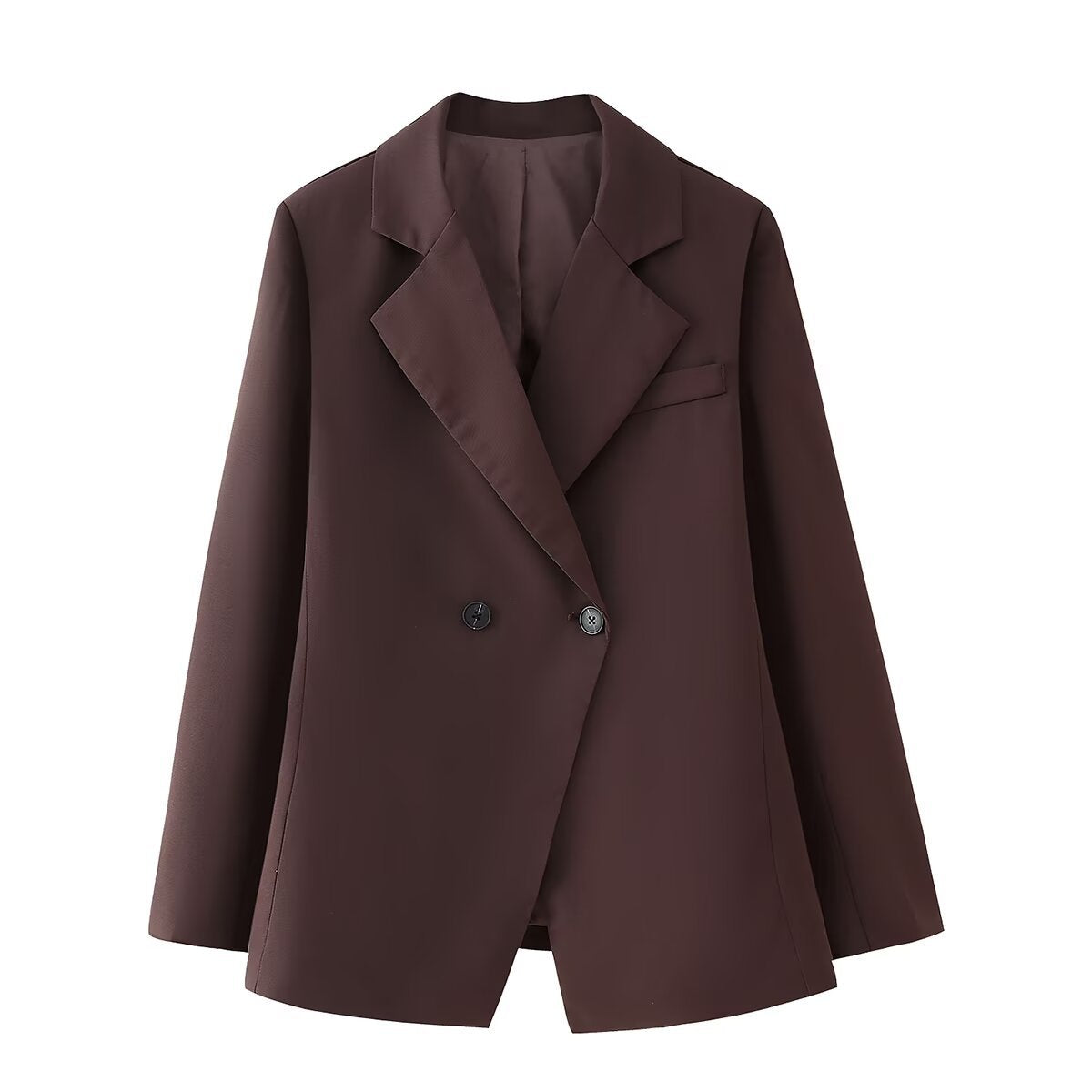 Damen elegante Oversized-Blazerjacke mit doppelter Knopfleiste und Taschen Sovae