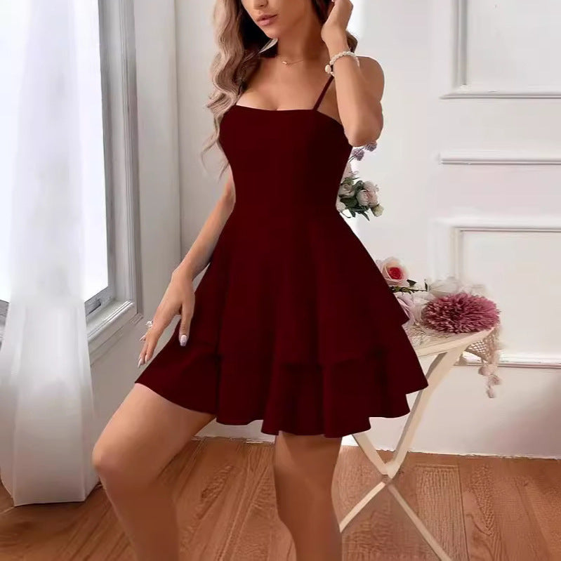 Damen Mini-Feincord-Kleid mit asymmetrischem Saum Sovae