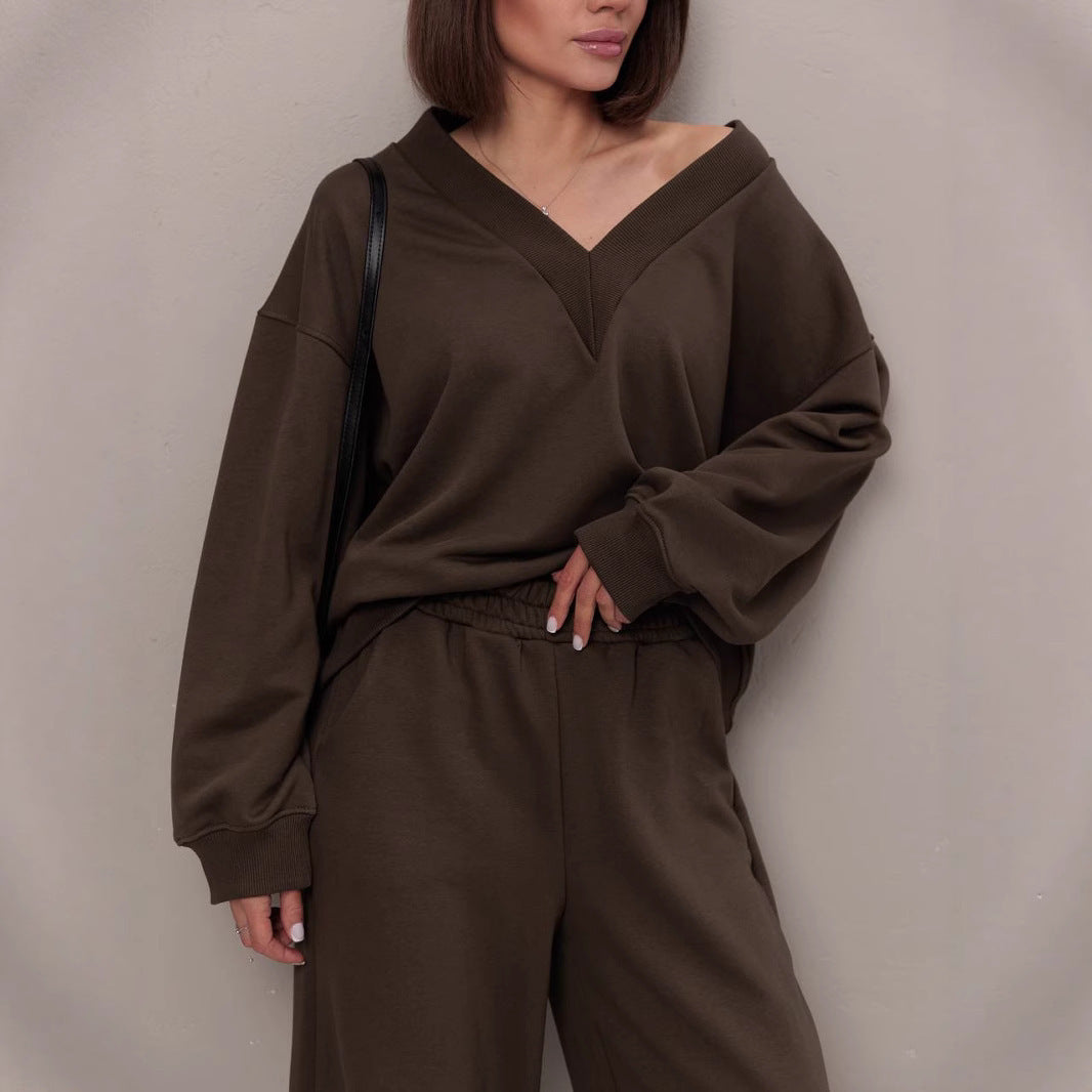 Damen Lässiger V-Ausschnitt Pullover Sovae
