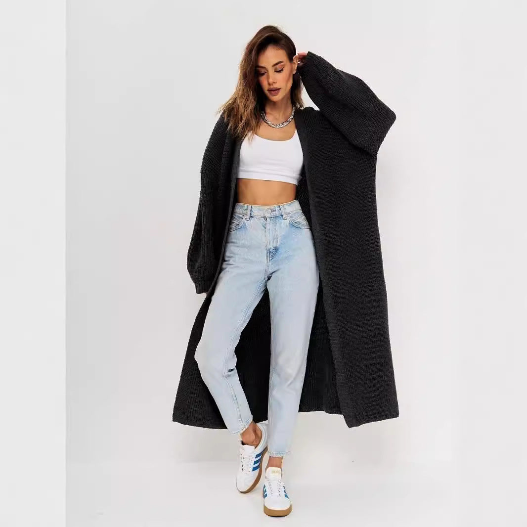 Damen Großer Strickmantel mit offener Front und lässiger Silhouette Sovae