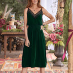 Damen Samt Kleid Sovae