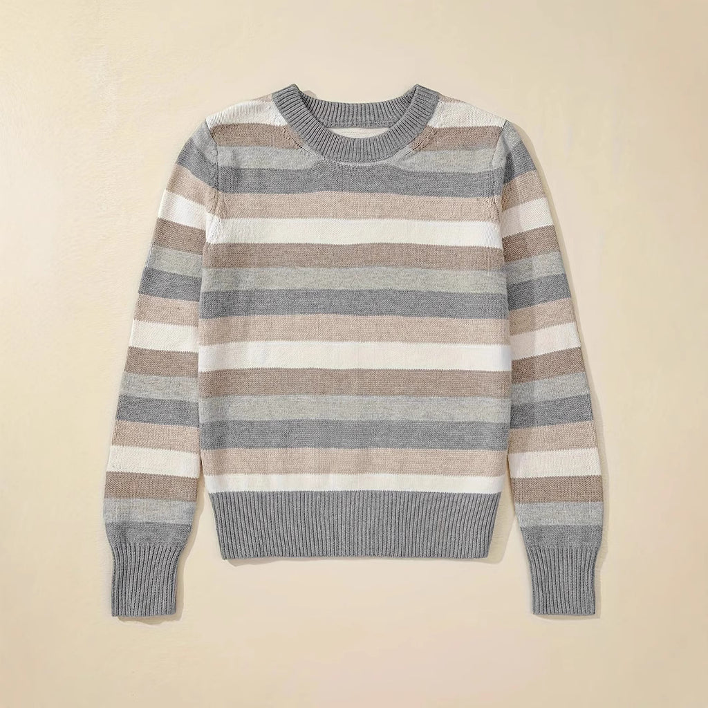 Damen modischer Strickpullover mit trendigen Streifen und lässigem Schnitt Sovae