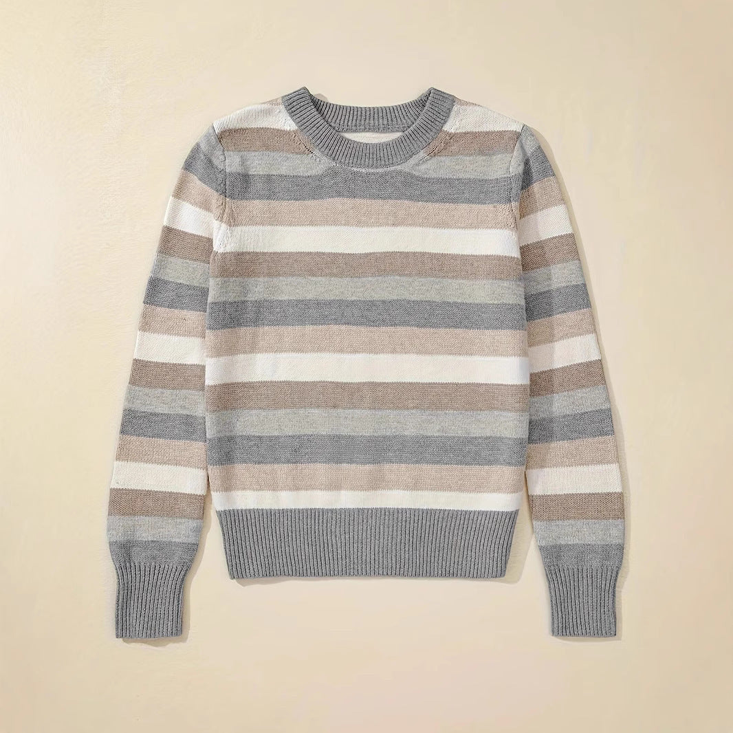 Damen modischer Strickpullover mit trendigen Streifen und lässigem Schnitt Sovae