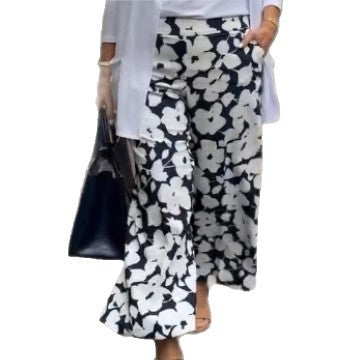 Damen Palazzo-Hose mit floralem Design und weitem Bein Sovae