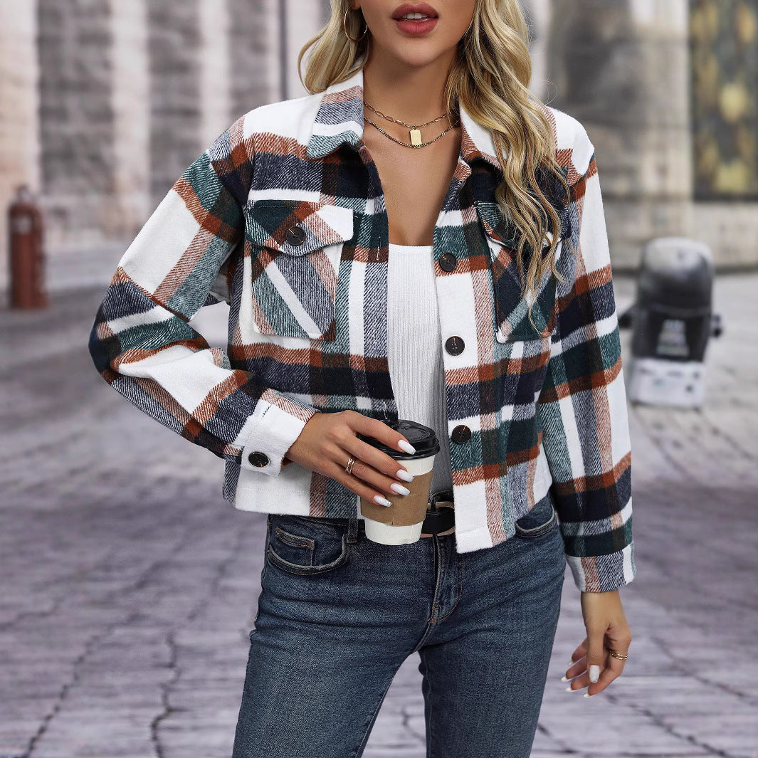 Damen Kariertes Flanellovershirt Sovae
