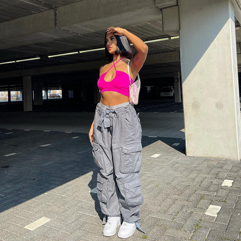 Damen lässiges Crop-Top mit Halterdesign Sovae