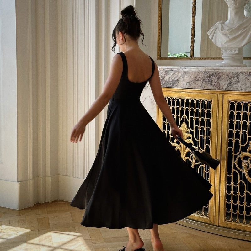 Damen Elegantes Maxikleid mit traumhaftem A-Linien Schnitt und schickem Quadrat-Ausschnitt Sovae