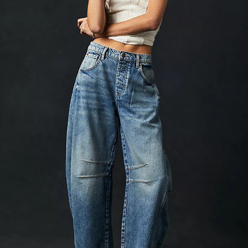 Damen Oversized Denim-Hosen Sovae