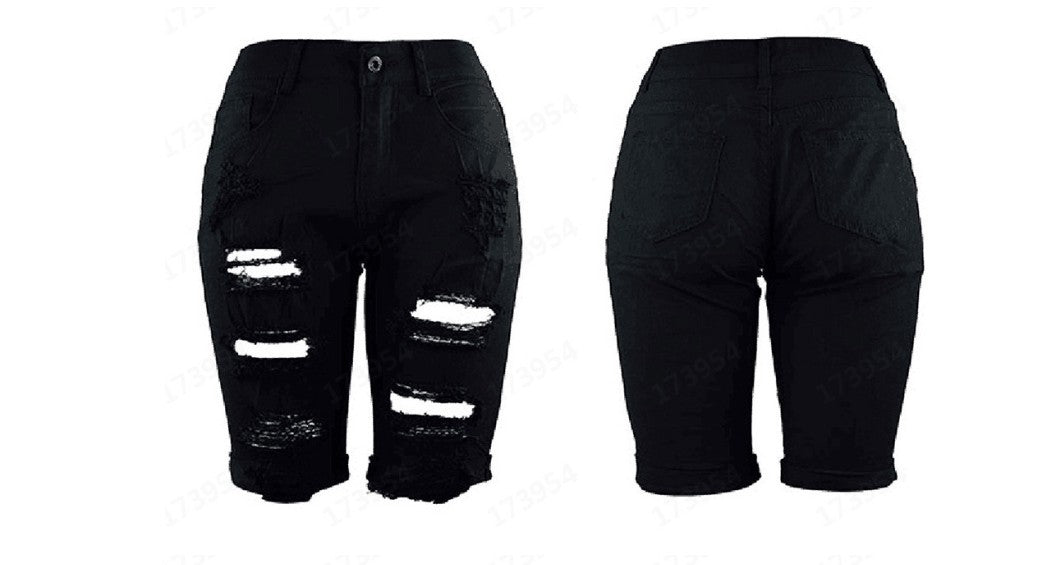 Damen Zerstörte Denim-Shorts im modischen Relaxed Fit Sovae