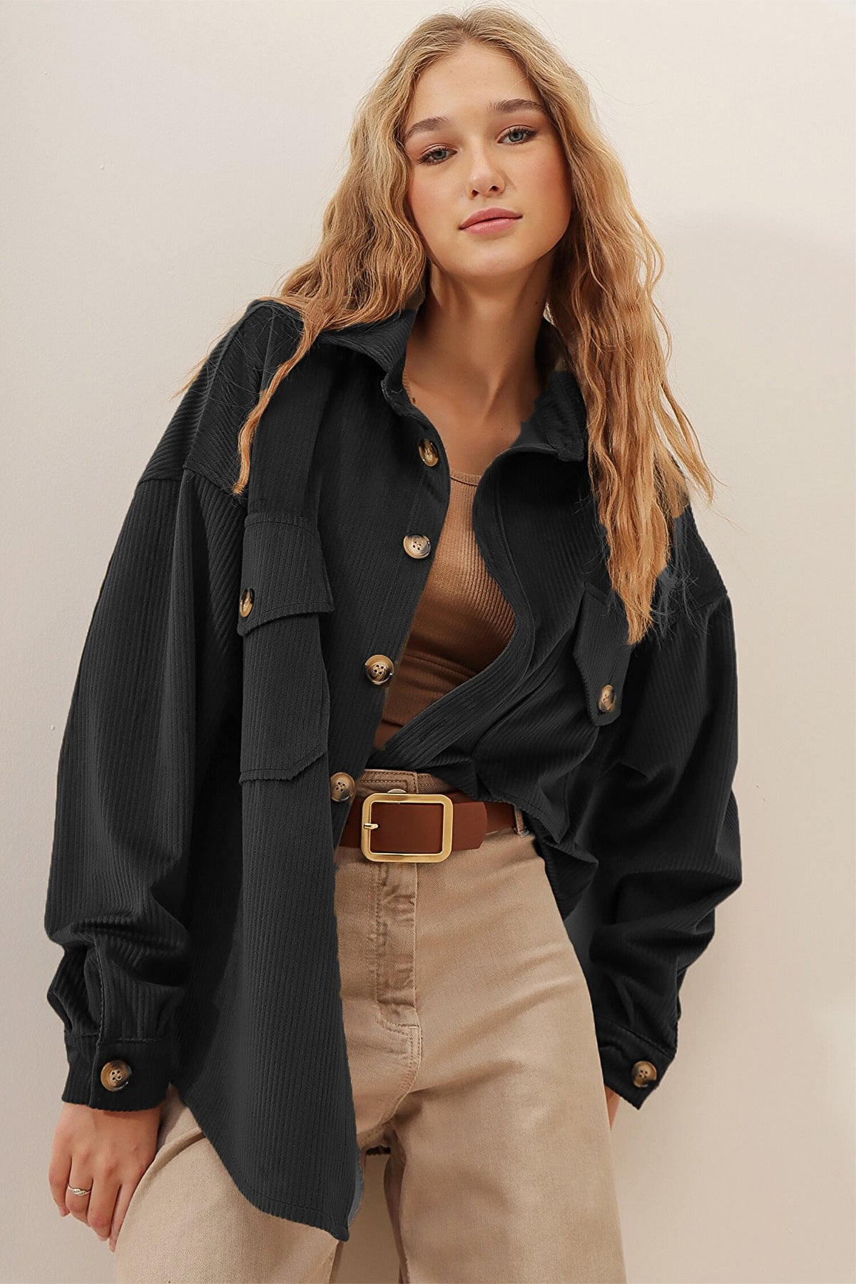 Damen Oversized Kordjacke Sovae