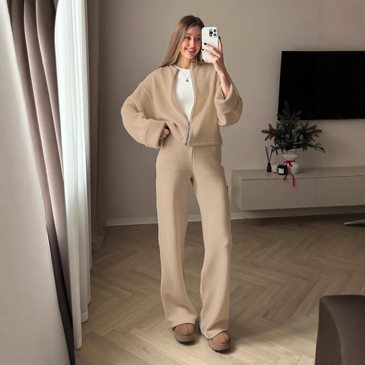 Damen Modisches und bequemes Strick-Ensemble mit weitem Schnitt Sovae
