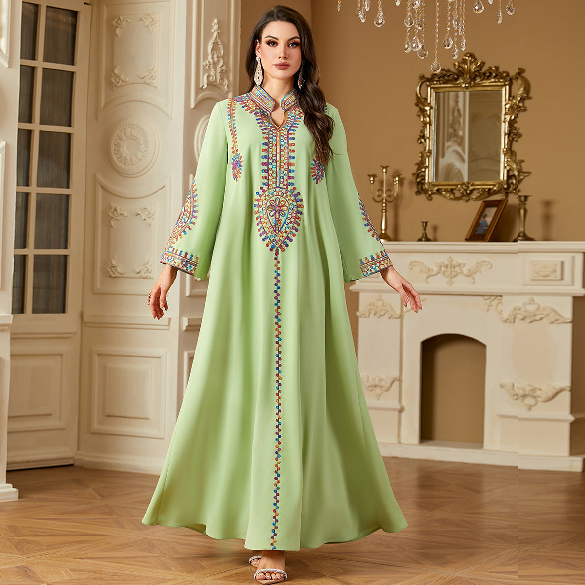 Damen Lockeres Maxikleid mit eleganten Applikationen Sovae