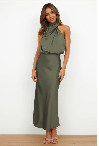 Damen Elegantes Neckholder Maxikleid mit fließendem Schnitt Sovae