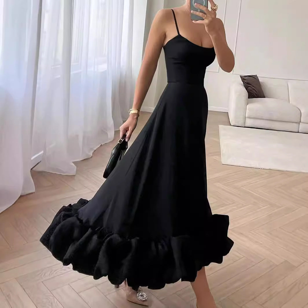 Damen Elegantes Maxikleid mit voluminösem Rüschensaum Sovae
