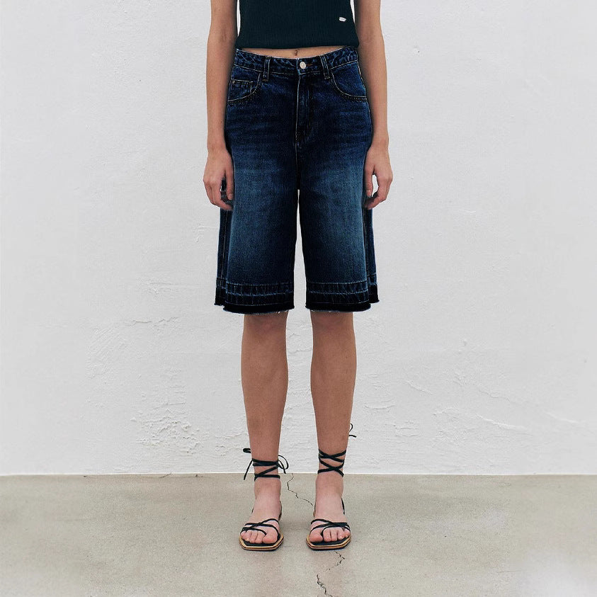 Damen Hochtaillierte Denim-Bermudas mit modernem Schnitt Sovae